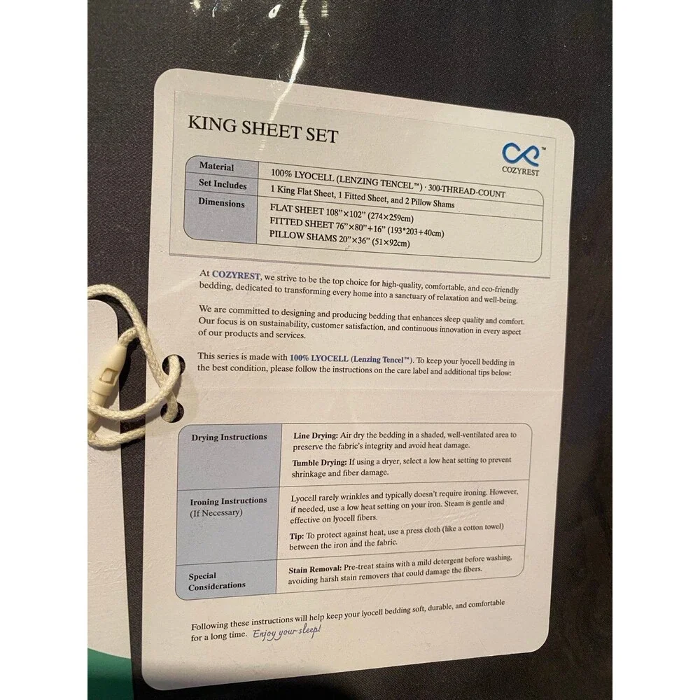 NWT COZYREST 100% Tencel Lyocell King Sheet Set Cooling & Breathable 4PC Luxury